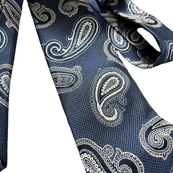 Jos A Bank Heritage Collection Mens 100% Silk Navy Paisley Neck Tie 59" x 3" - Picture 9 of 16